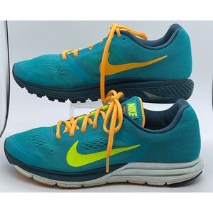 Nike Zoom Structure 17 Womens Sz 9.5 Sneakers Teal Yellow 615588-370